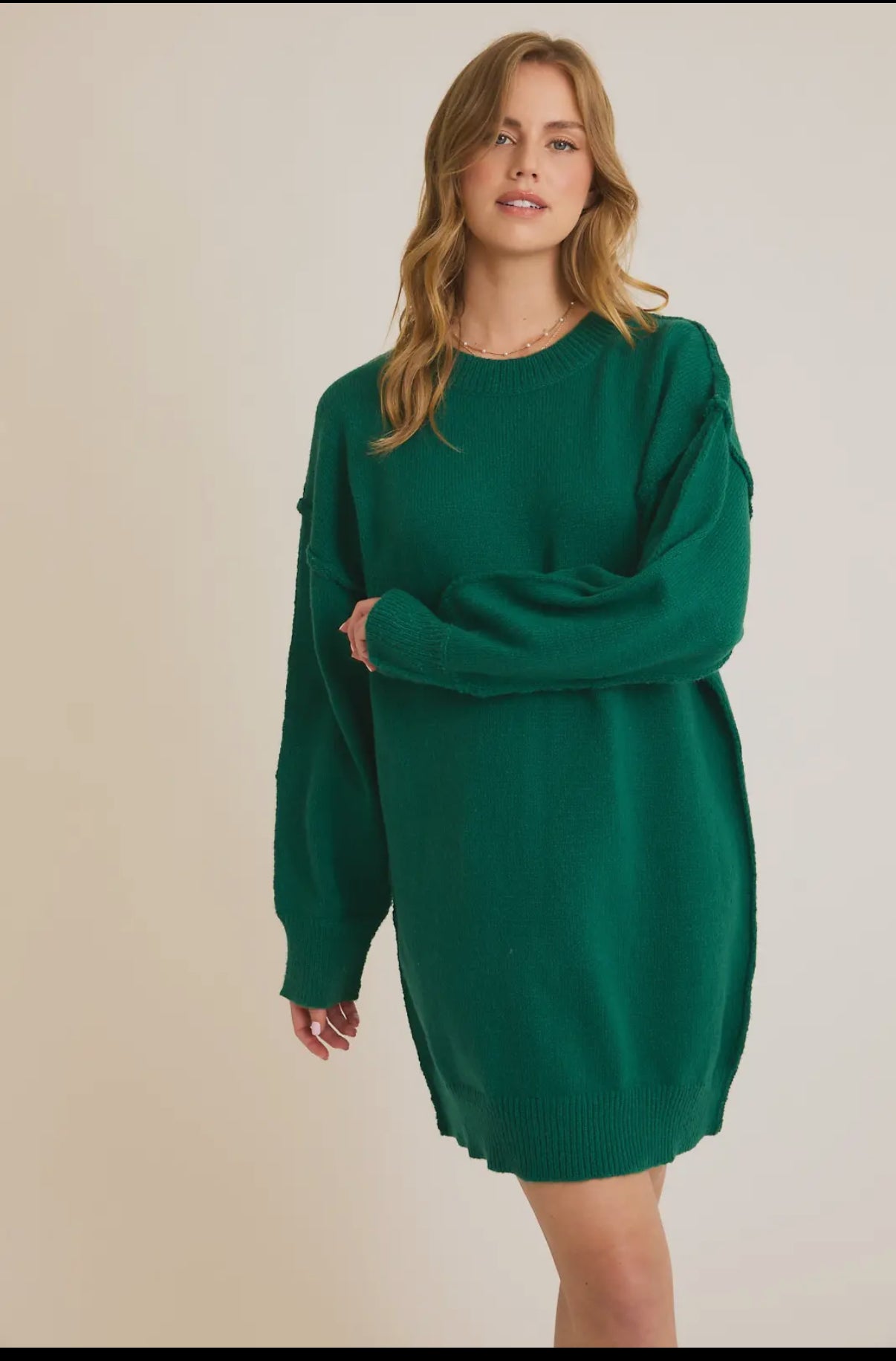 Green Tunic Sweater Dress