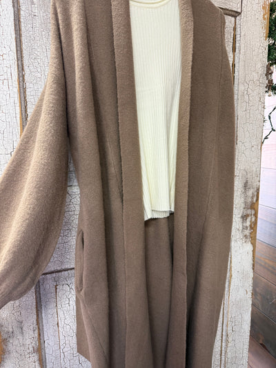 Knitted Collar Cardigan (Taupe)