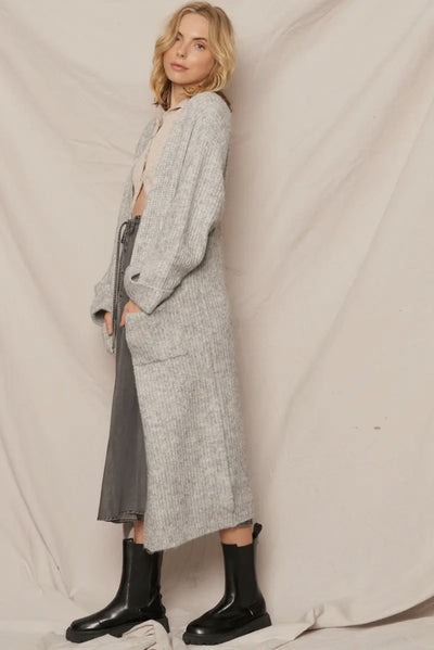 Gray Maxi Sweater Cardigan