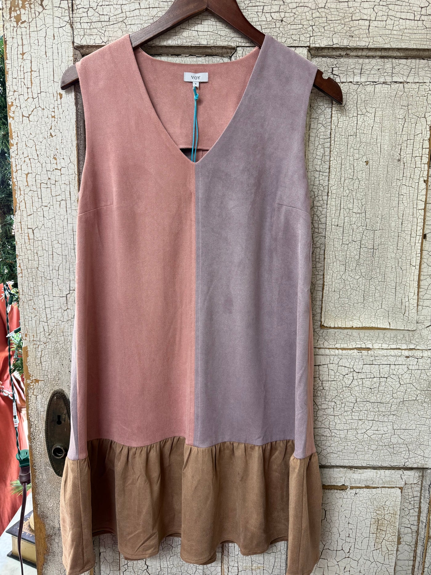 Color Block Suede Dress