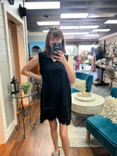 Black Raw Edge Dress