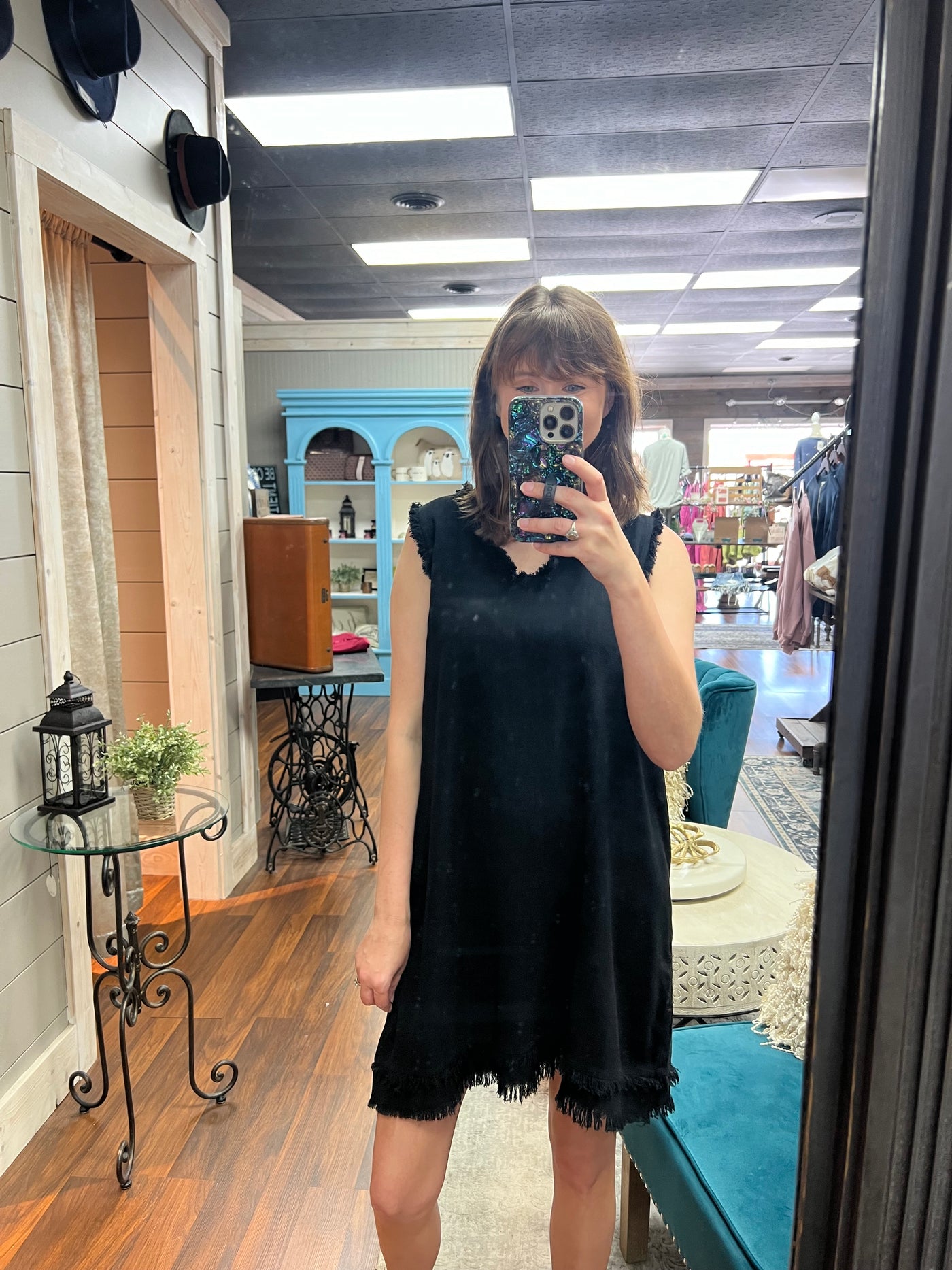 Black Raw Edge Dress