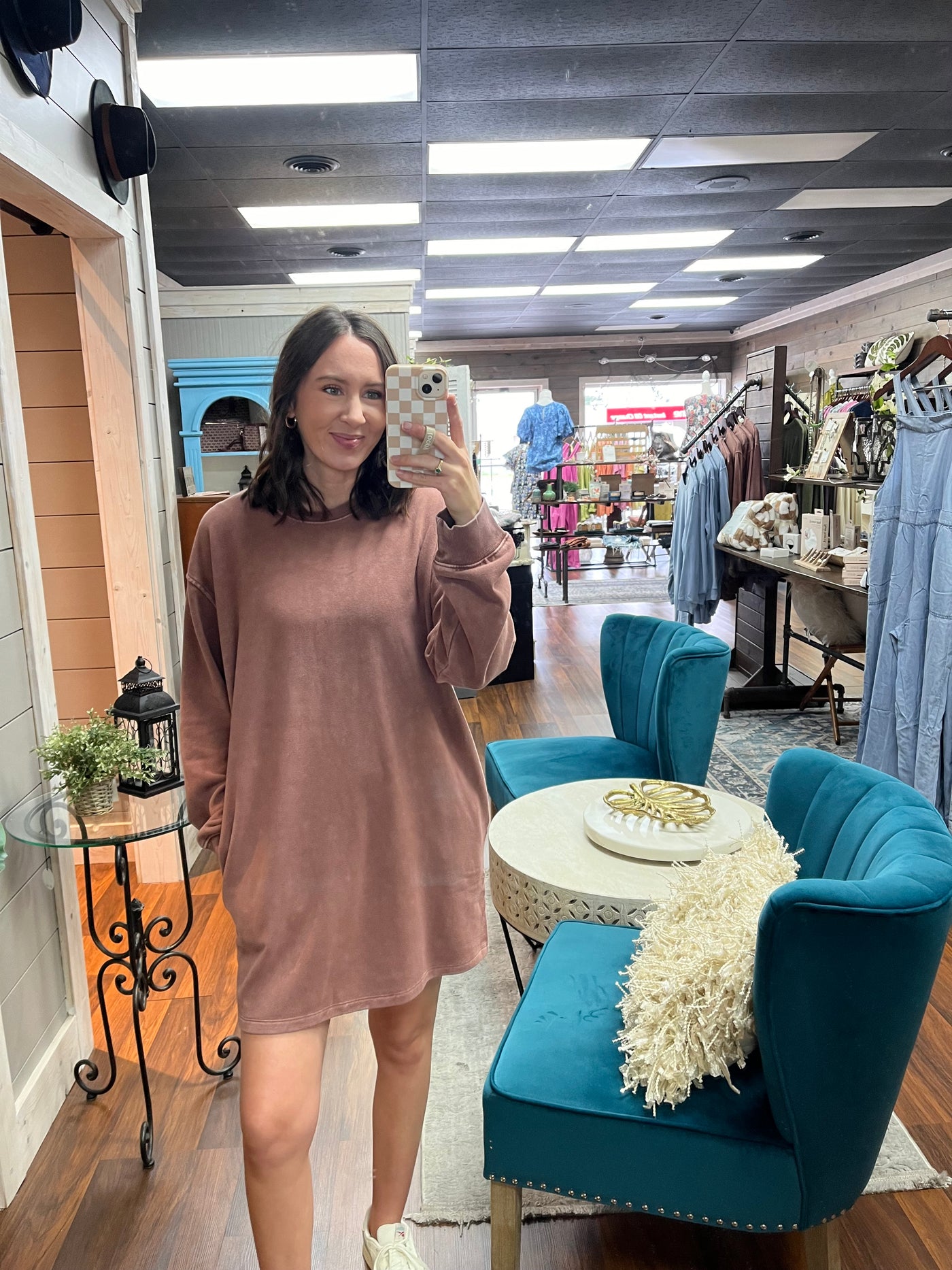 Oversized Sweatshirt Dress (Chestnut)