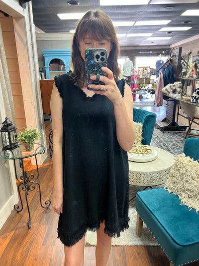 Black Raw Edge Dress