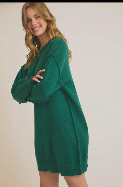 Green Tunic Sweater Dress