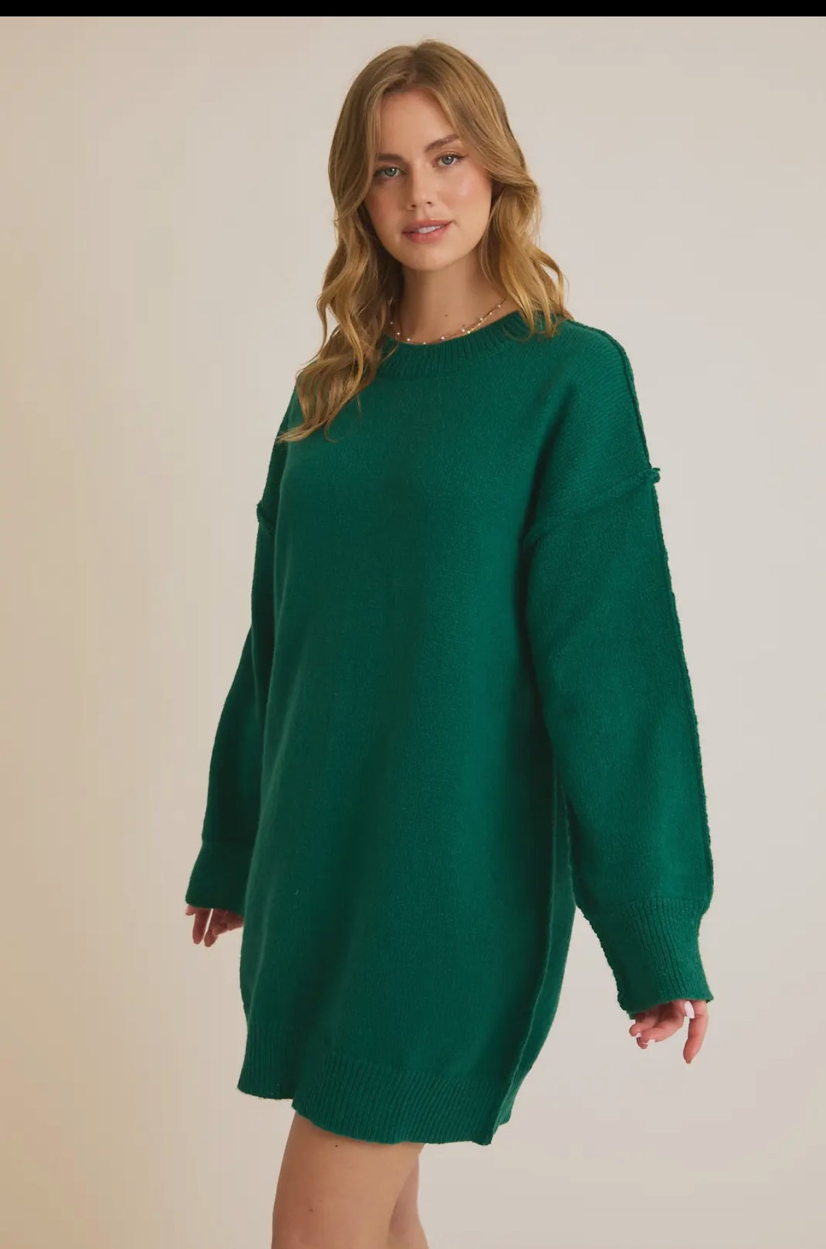 Green Tunic Sweater Dress