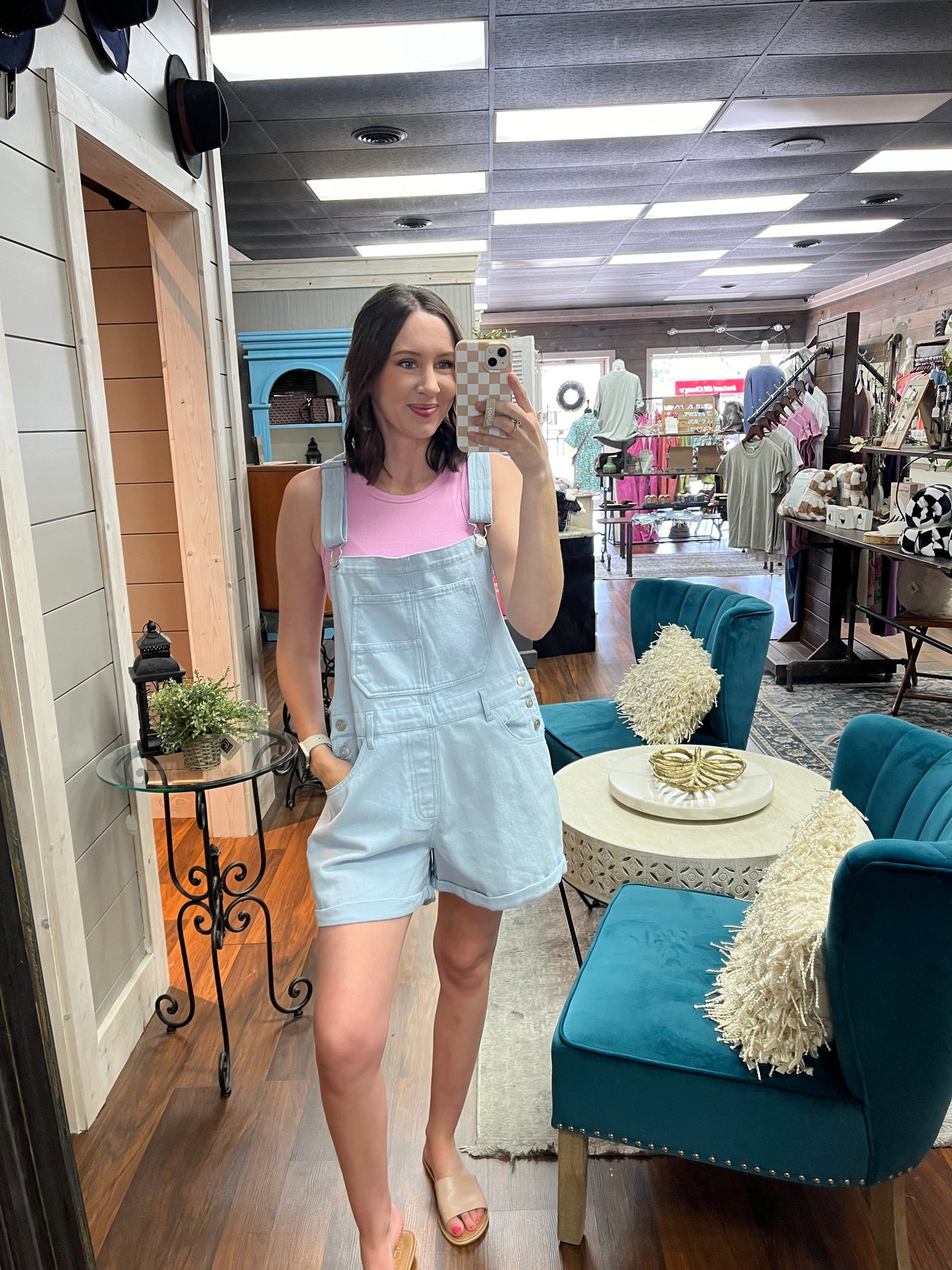 Light Denim Short Overalls