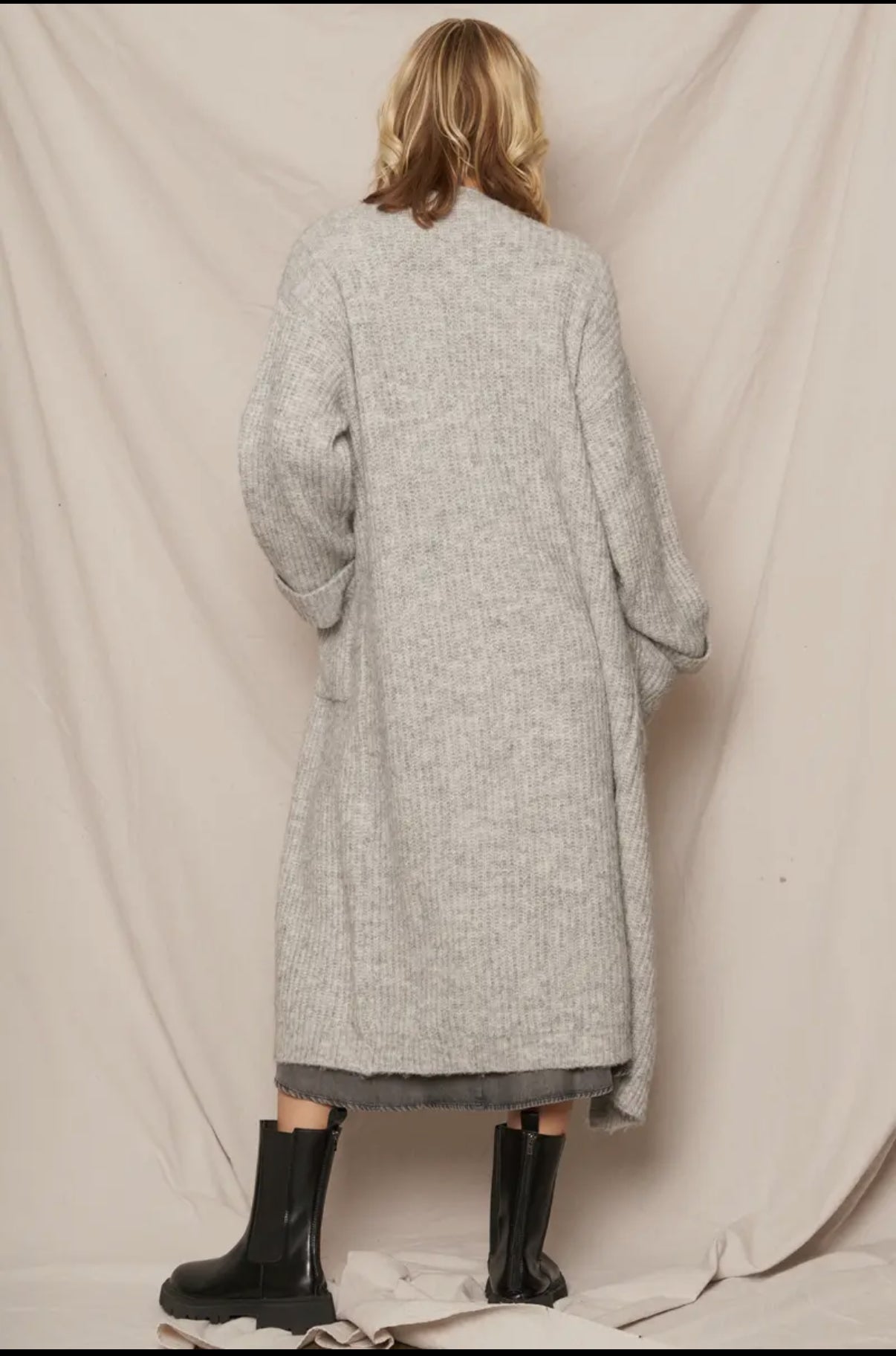 Gray Maxi Sweater Cardigan