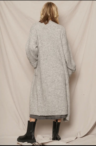 Gray Maxi Sweater Cardigan