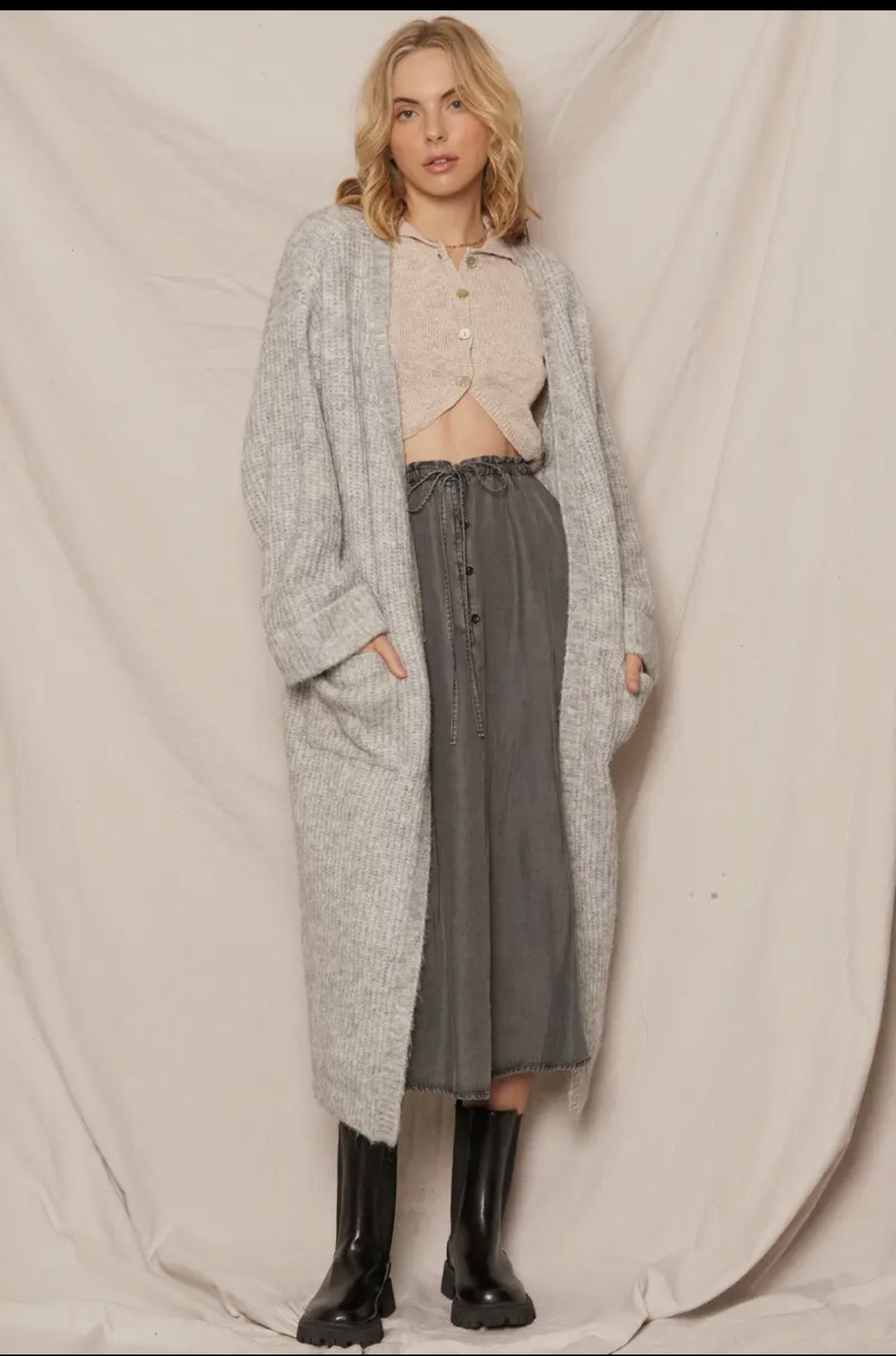 Gray Maxi Sweater Cardigan