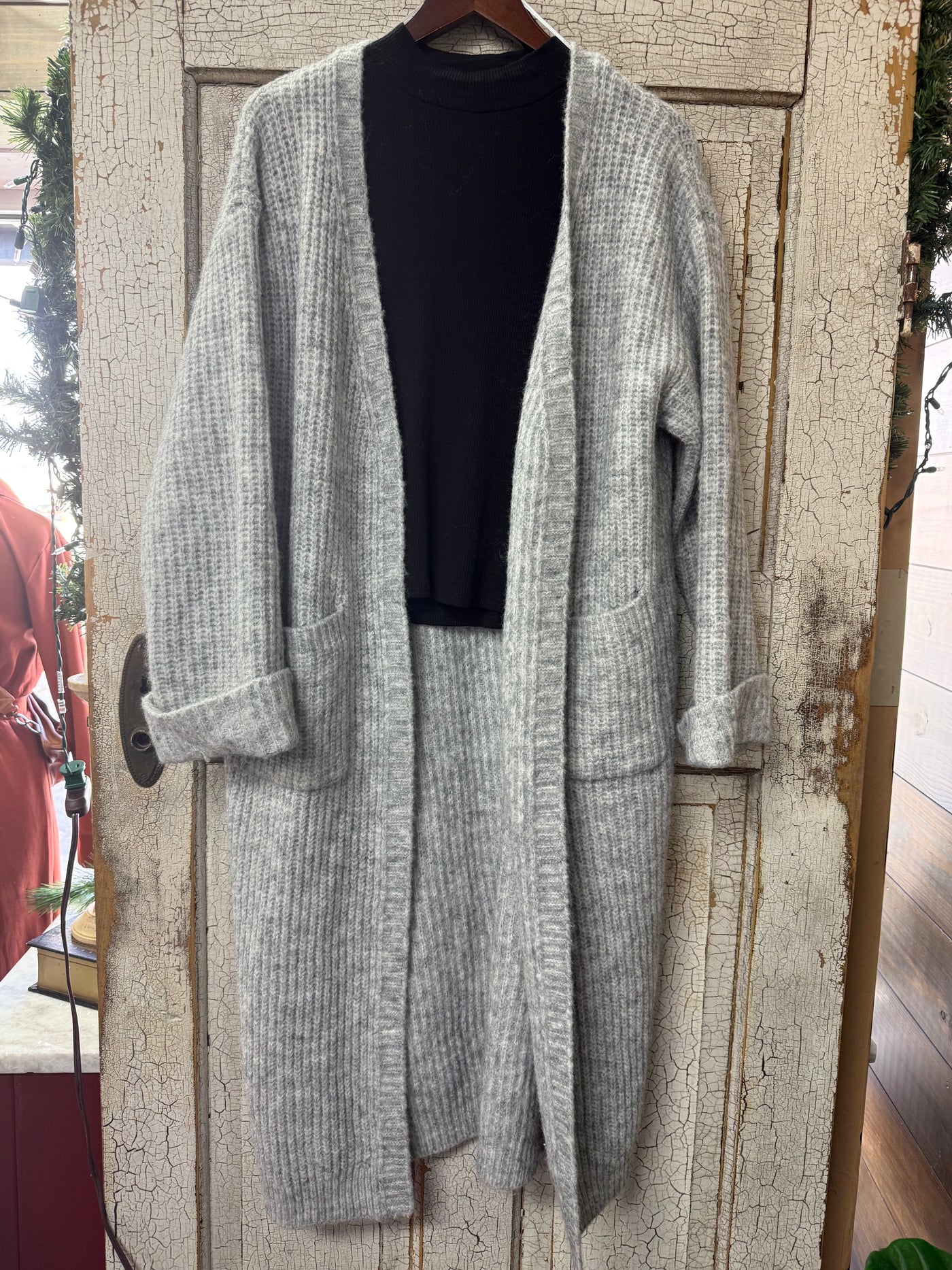 Gray Maxi Sweater Cardigan