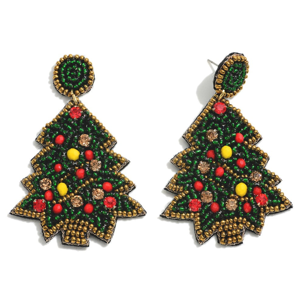 Christmas Tree Bead Earrings