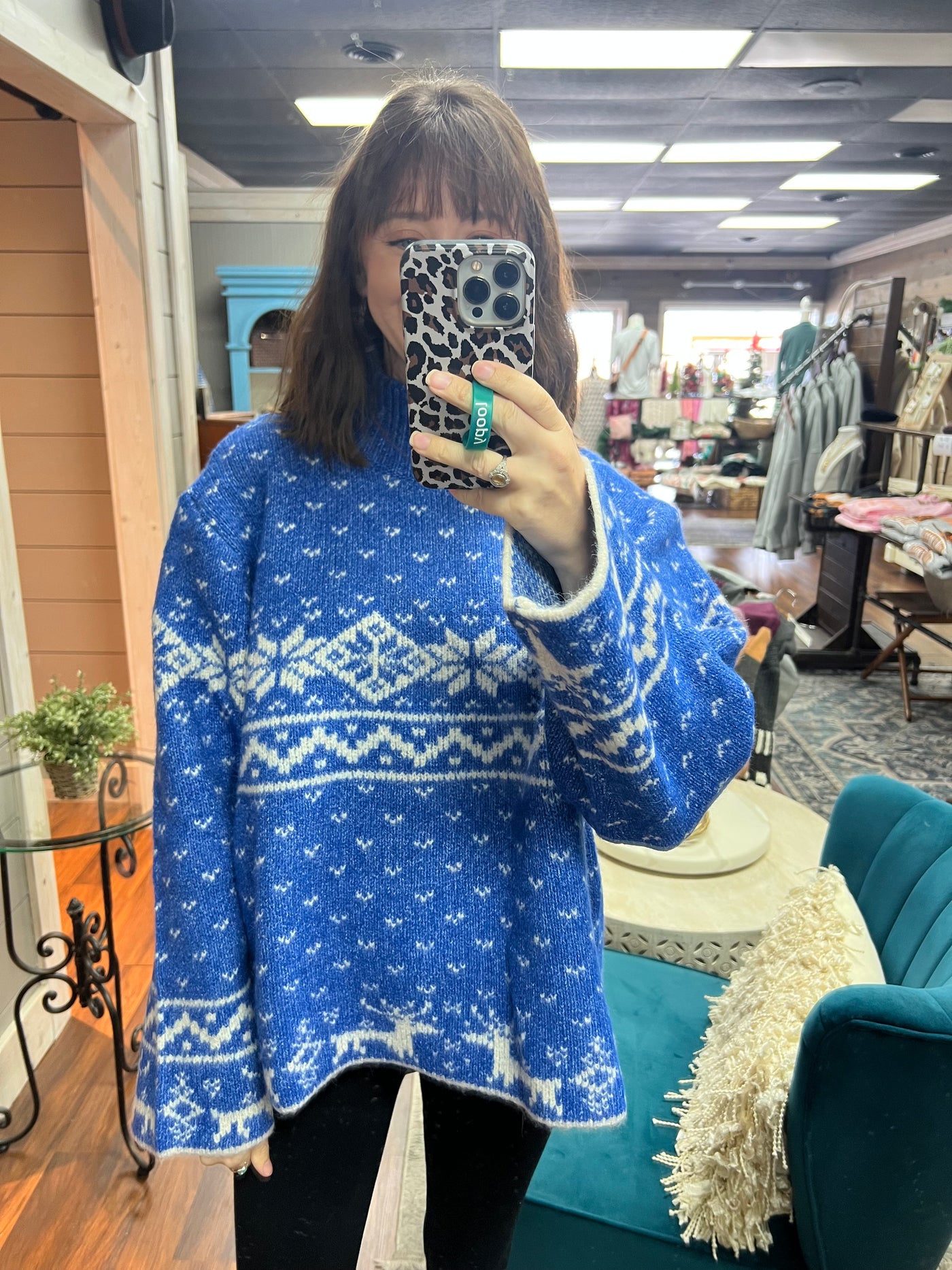 Cozy Cabin Blue Sweater