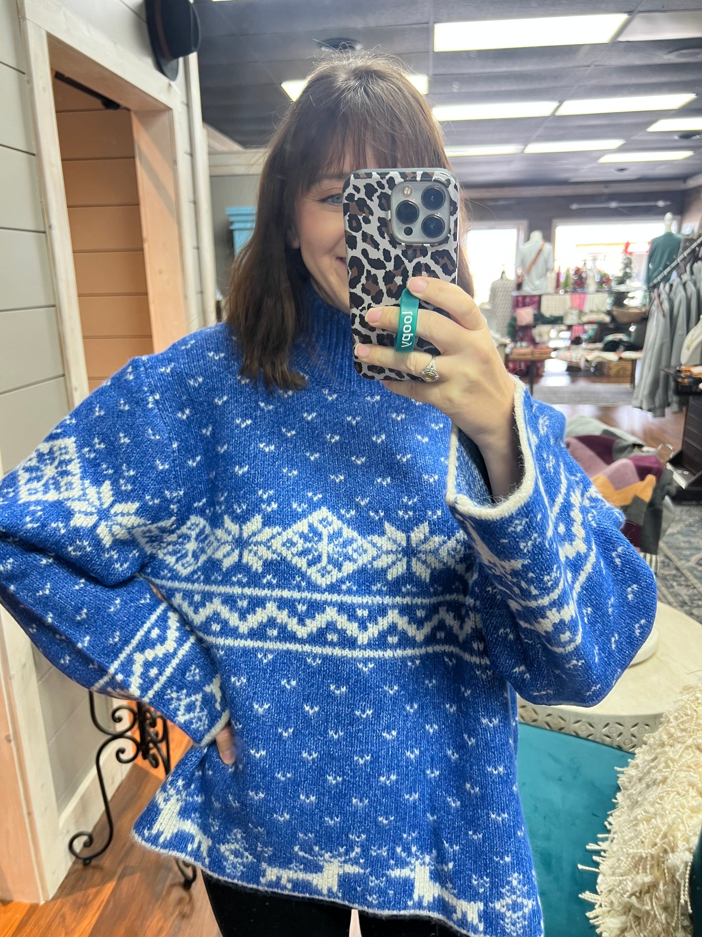 Cozy Cabin Blue Sweater