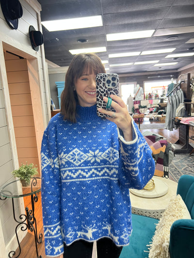 Cozy Cabin Blue Sweater